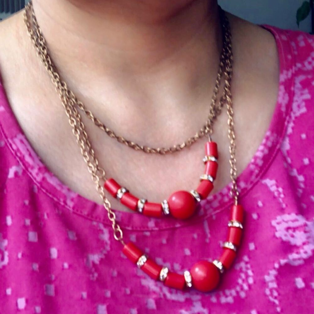 Beautiful red and Crystal Necklace